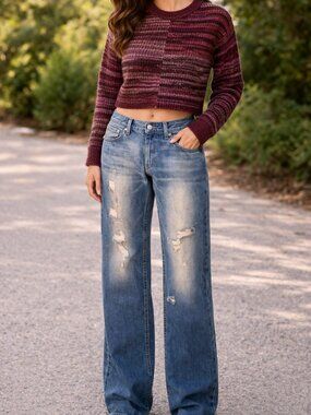 True Religion KIDS Distressed Skinny Jeans Blue Stretch Denim Ripped KDS10